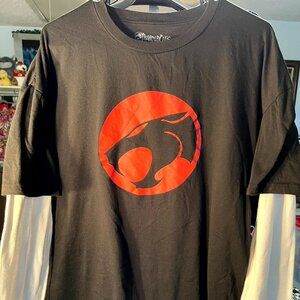 Thundercats Black Faux-Layers Long-Sleeve Graphic Tee T-Shirt SZ 2XL - RARE!